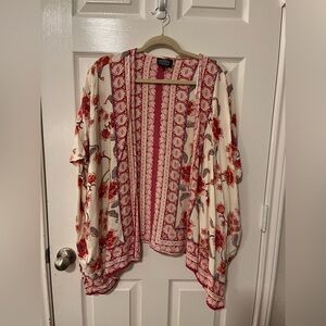 Angie Boho Pink Floral Kimono size M